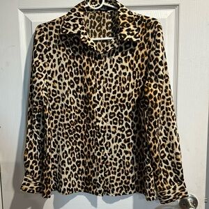 Leopard button down long sleeve shirt